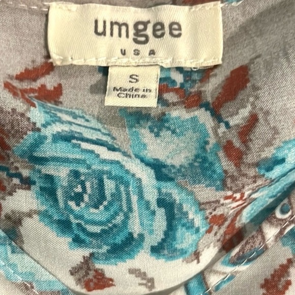 ⭐️UMGEE, FLORAL CROSSED NECK
SLEEVELESS DRESS, MOCHA & SKY, EUC, Size Small - Picture 7 of 11